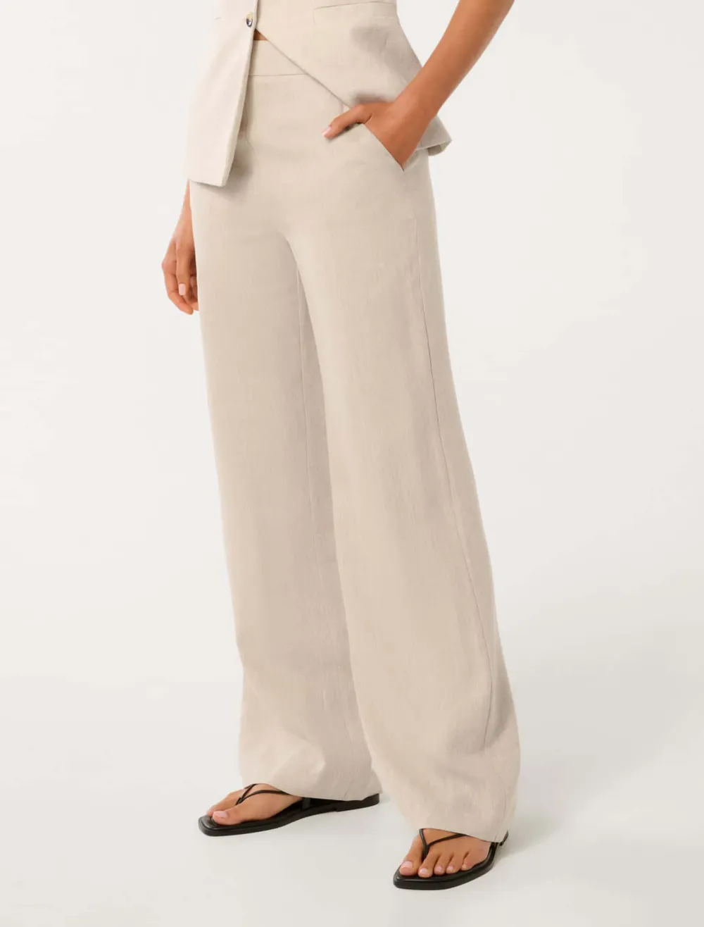 High Waist Linen Wide-Leg Pants