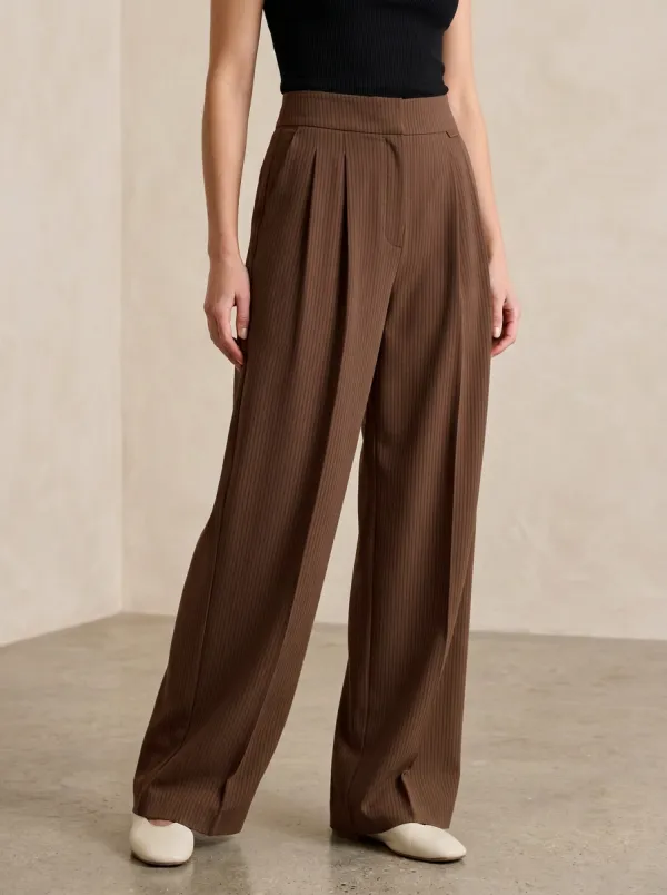 Wide-Leg Pinstripe Printed Women's Wide-Leg Pants