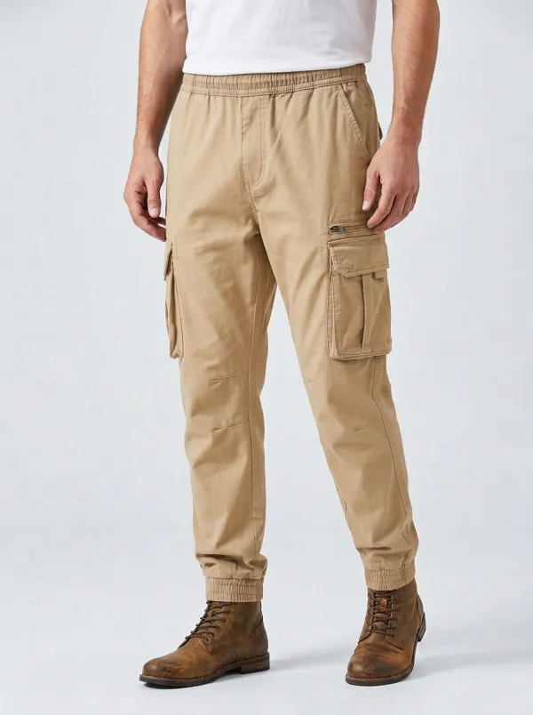 Utility Multi-Pocket Elastic-Waist Men's Cargo Pants