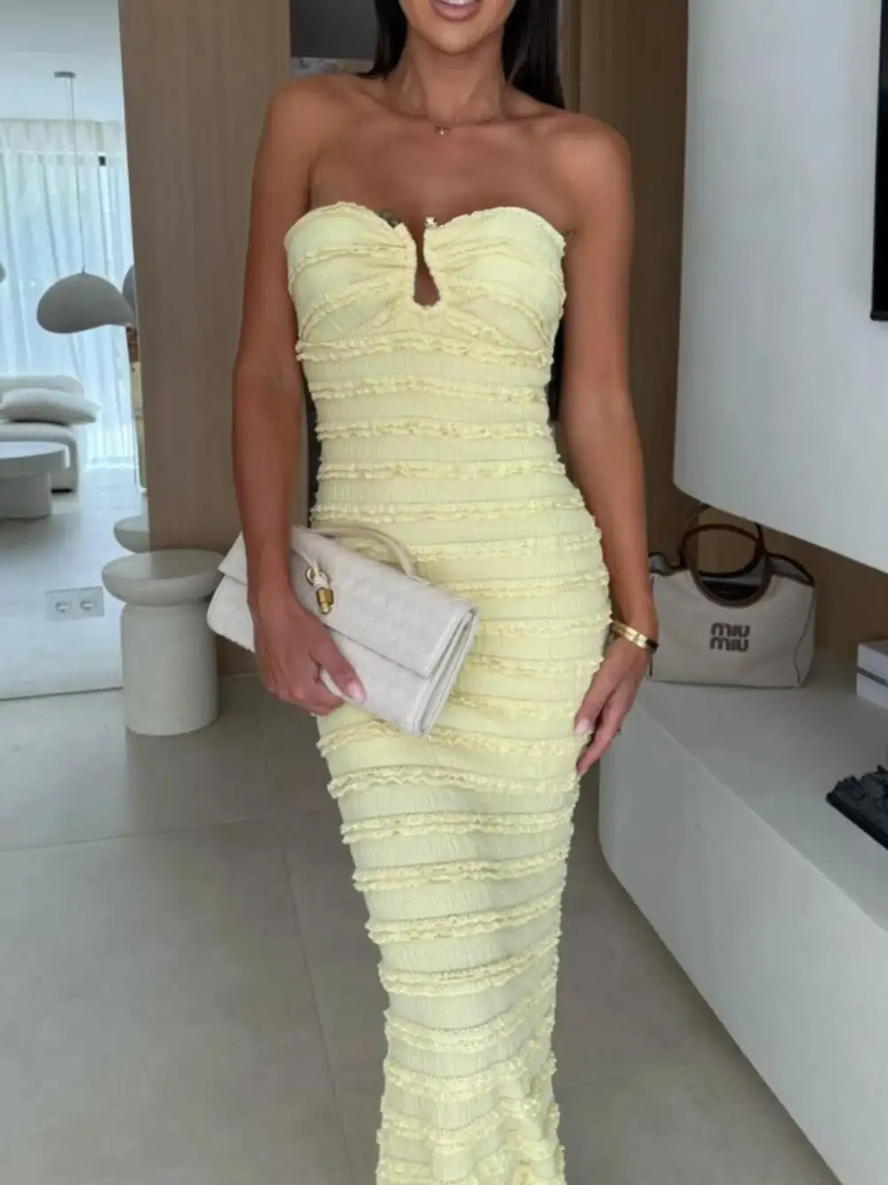 Modern Ruched Maxi Dress