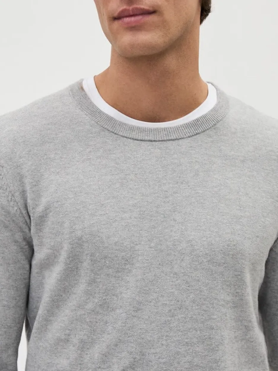 Soft Grey Long-Sleeve Crew-Neck Sweater