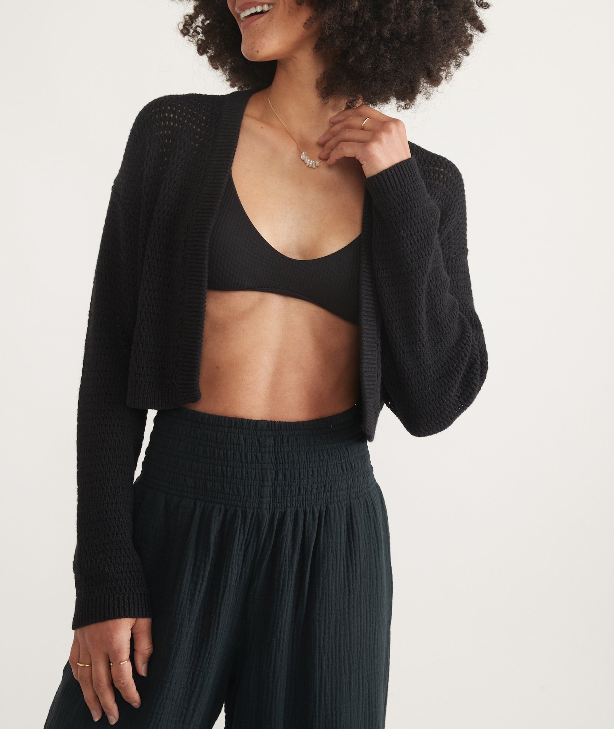 Short Knit Cardigan with Open Front