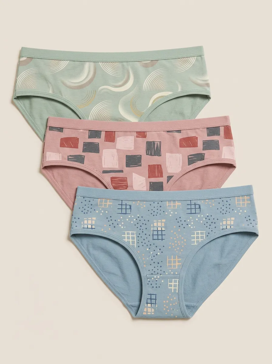 Women's Geometric Abstract Pattern Print 3-Pack Briefs