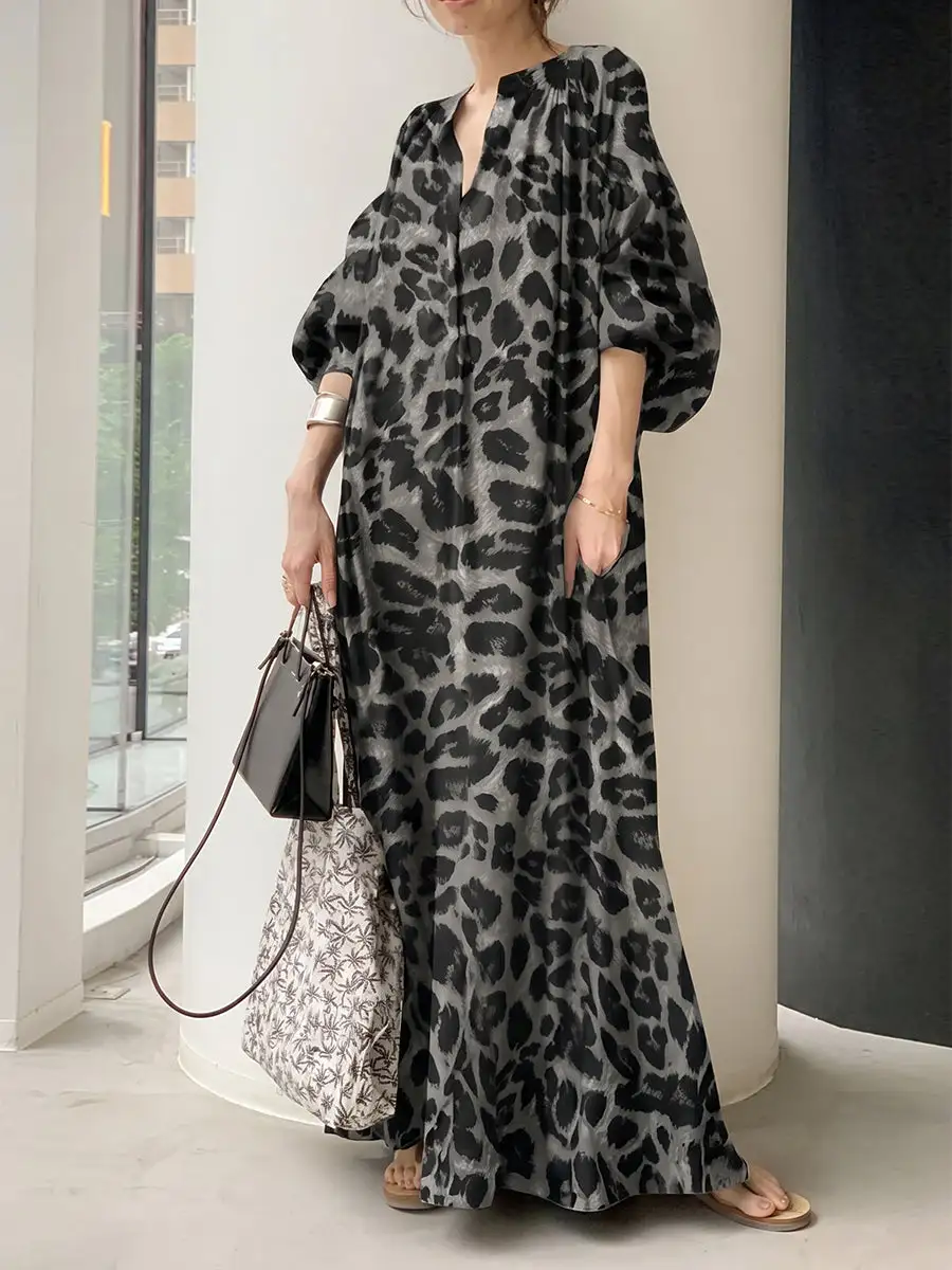 Half Pleated Neck Maxi Dress