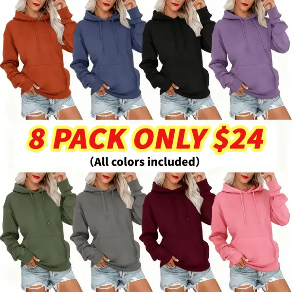 Women's Crewneck Hoodless Sweatshirt With Kangaroo Pocket Fleece Longsleeve Oversized Casual Style Shirt Lightweight Pullover