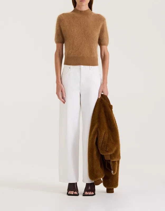 Cognac Cropped Turtleneck Tee