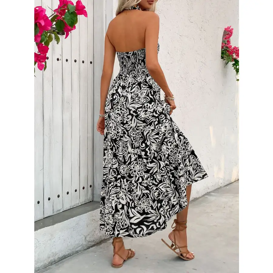 Backless Smocked Sleeveless Midi Dress