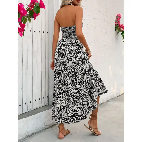 Backless Smocked Sleeveless Midi Dress
