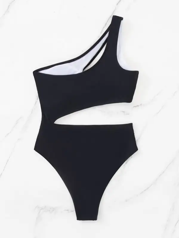 Contrasting One Piece Swimsuit