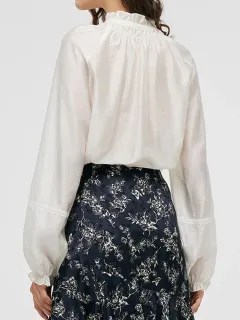 Loose Ruffle Neck Women Blouse