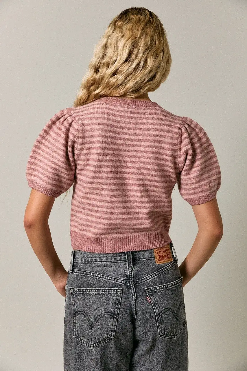 Stripe Short Sleeve Sweater Top