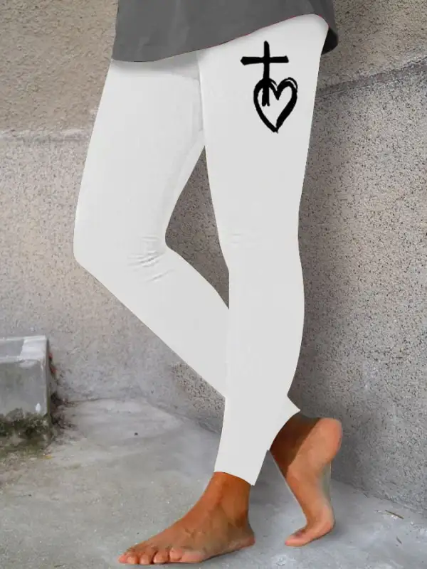 Women's Faith Cross Print Yoga Leggings