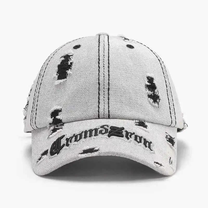 Distressed Letter Embroidered Hat
