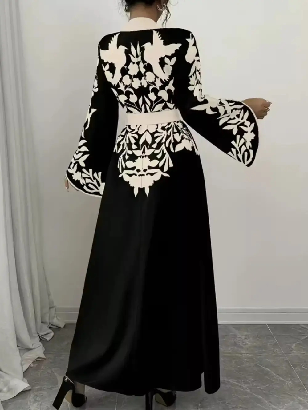 Printed Tie Waist Maxi Dress