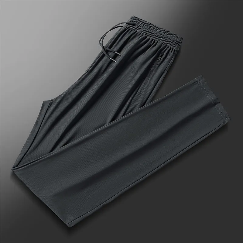 Men'S Ice Silk Pants Breathable Casual Pants Sports Pants Quick-Drying Pants Men'S Elastic Straight Large Size
