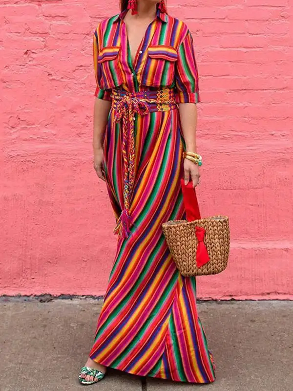 Sleeves Long Shirt Maxi Dress