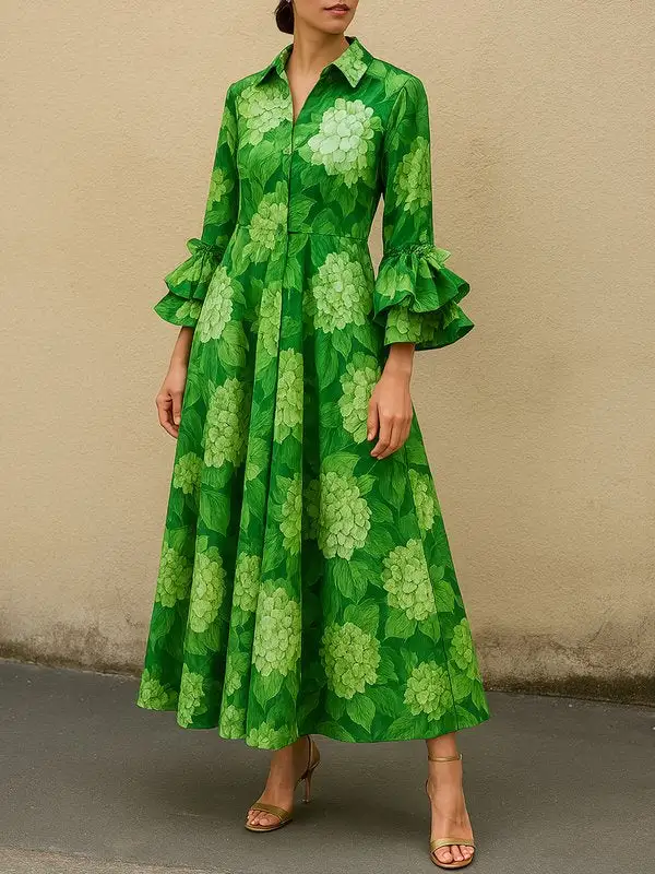 Flared Pleated Maxi Dress
