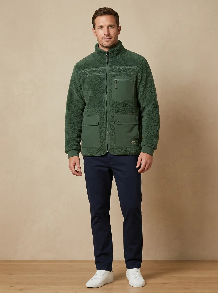 Geometric Fleece Jacket