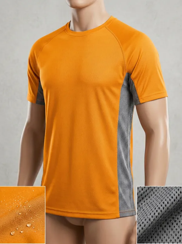 Men's Athletic Sports Mesh Panel Quick-Dry Printed T-Shirt