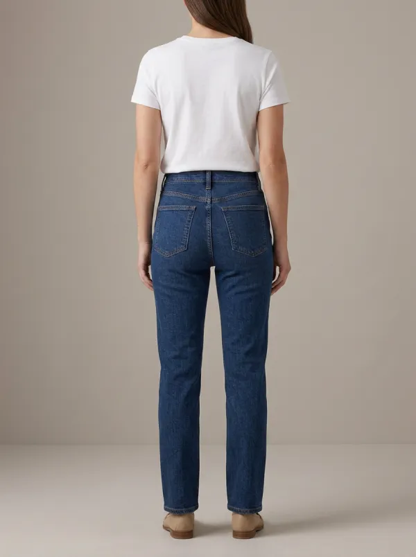 Urban High-Rise Straight-Leg Washed Denim Jeans