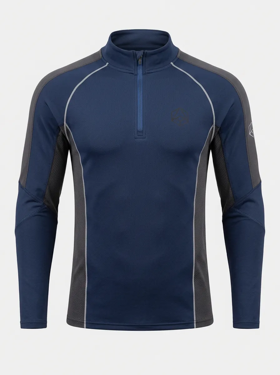 Men's Geometric Logo Quarter-Zip Reflective Panel Sports Shirt