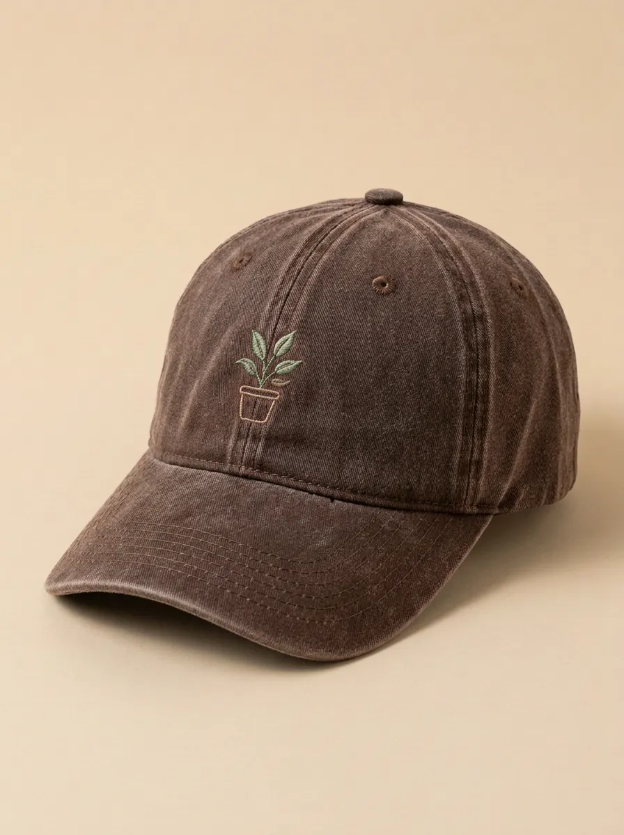 Refined Plant-Lover Embroidered Potted-Plant Unisex Baseball Cap