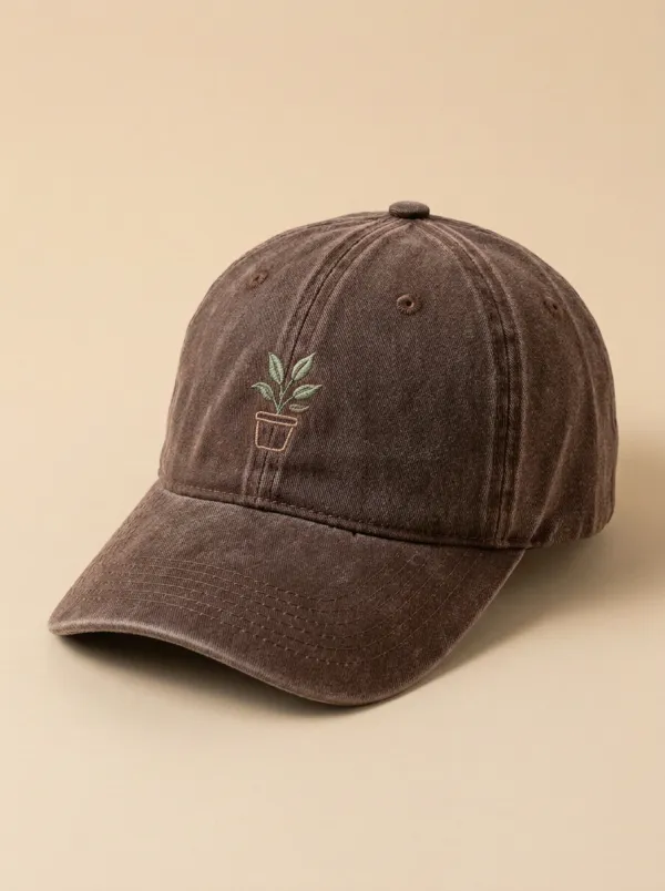 Refined Plant-Lover Embroidered Potted-Plant Unisex Baseball Cap
