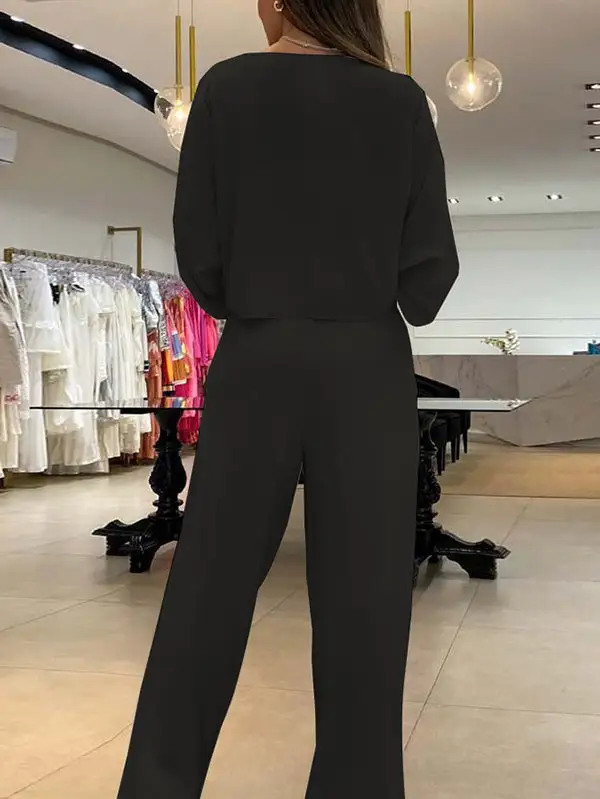 Three Quarter Sleeve Layered Coordinated Pants Set