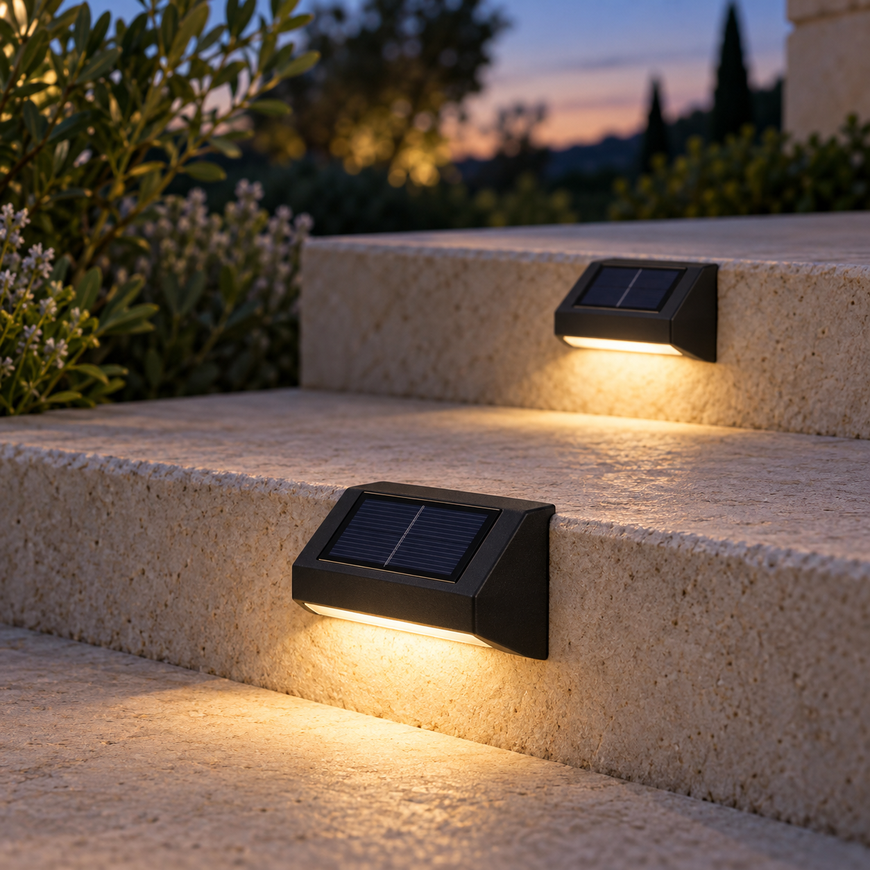 Gift illustration — two miniature solar step lights