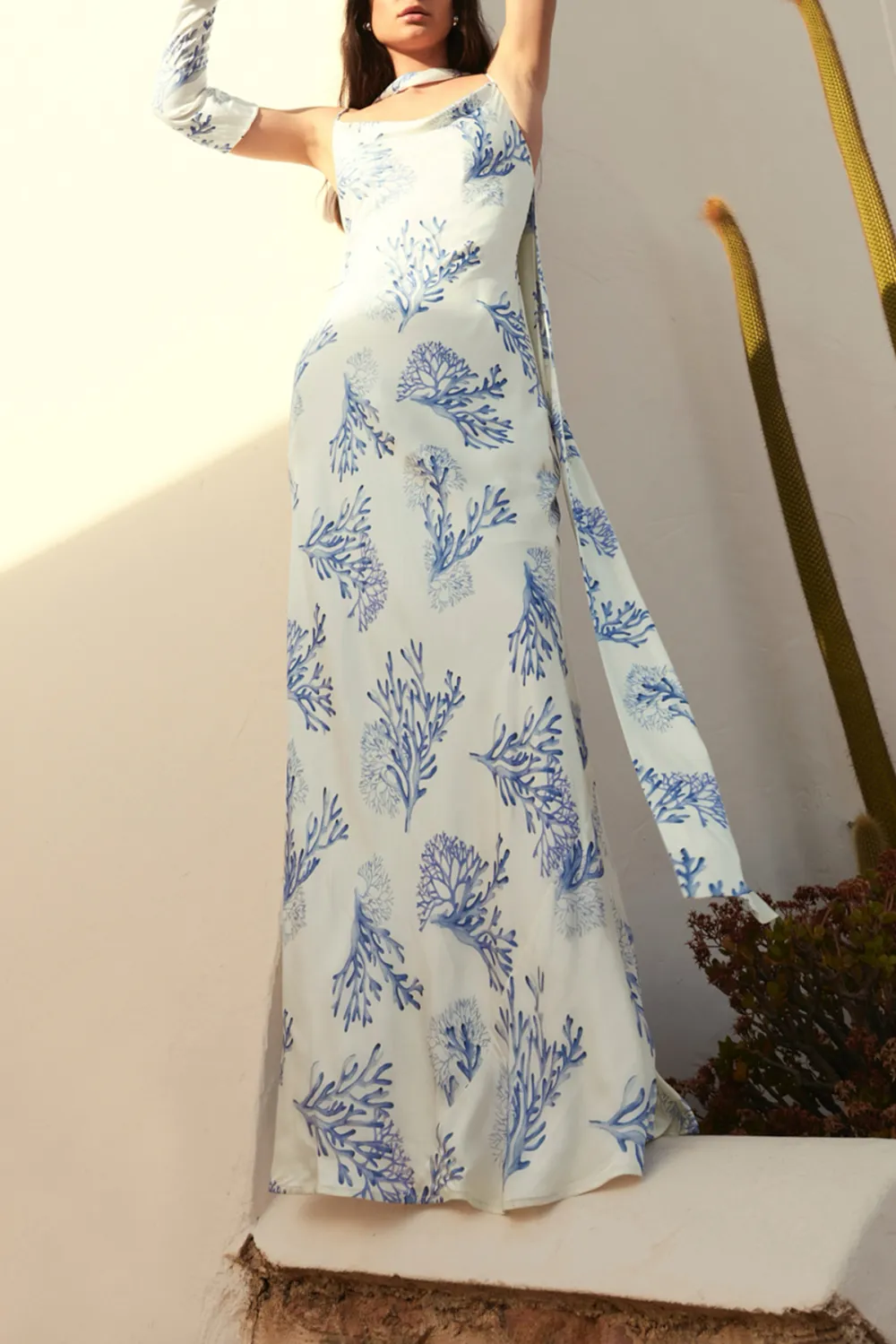 Seafoam Print Spaghetti Strap Maxi Dress