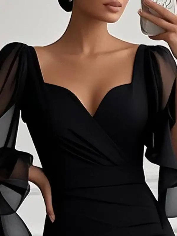 Split Long Neck Maxi Dress