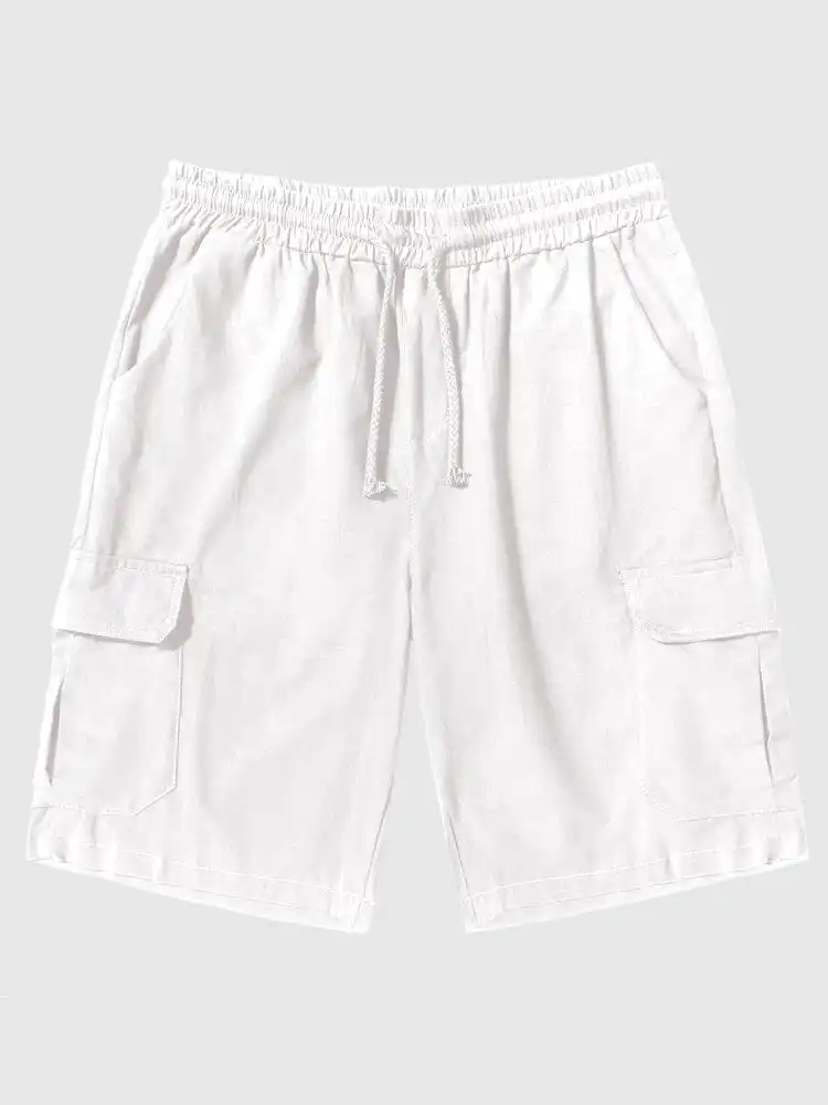 Men's Linen Style Pants Pockets Shorts