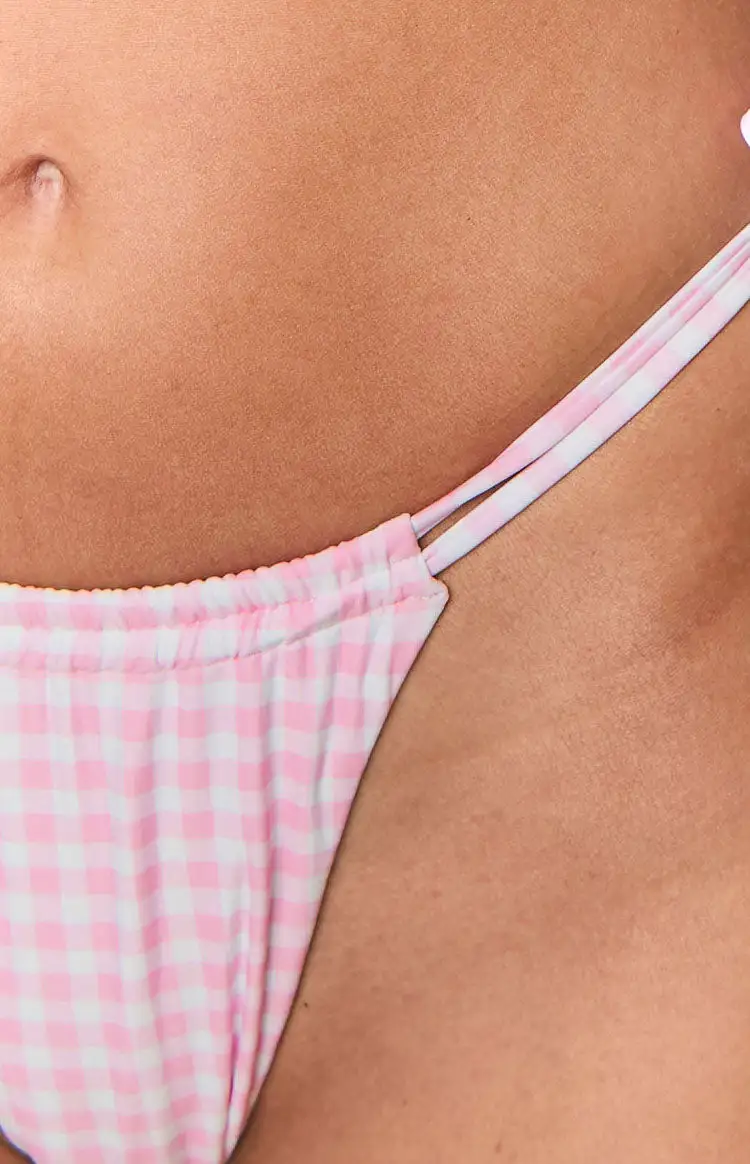 Pink Gingham Bikini Bottoms