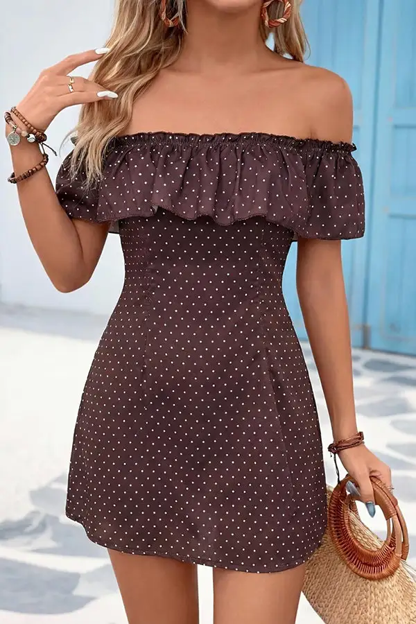 The Shoulder Polka Dot Print Mini Dress