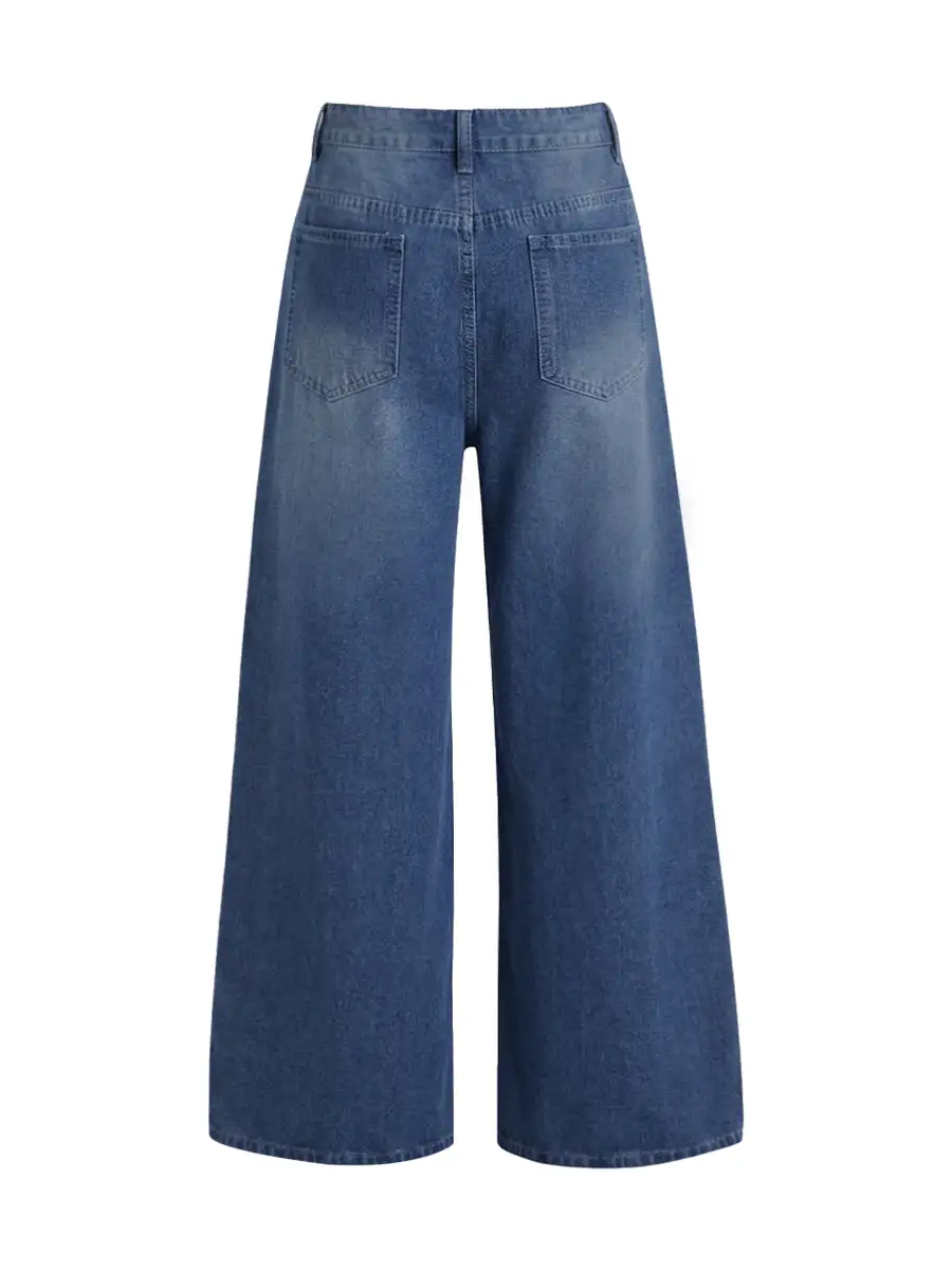 Minimal Relaxed Fit Wide Leg Pocket Jeans
