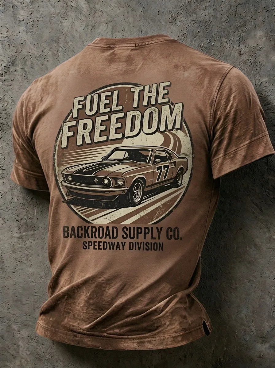 Men's Muscle Car Enthusiast Vintage Mustang Printed T-shirt