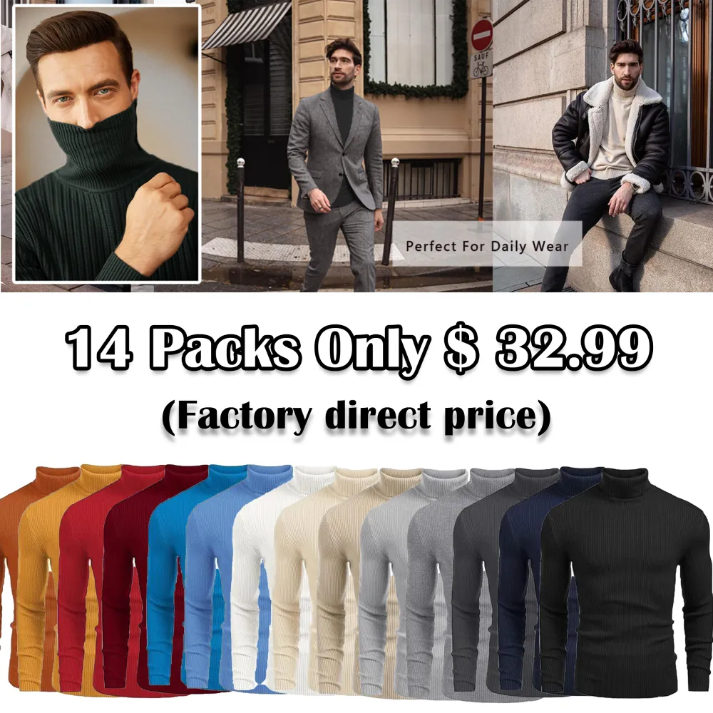 🔥 Limited-Time Sale – Men’s Knitted Ribbed Turtleneck Sweater | Warm. Stylish. Perfect for Fall & Winter.