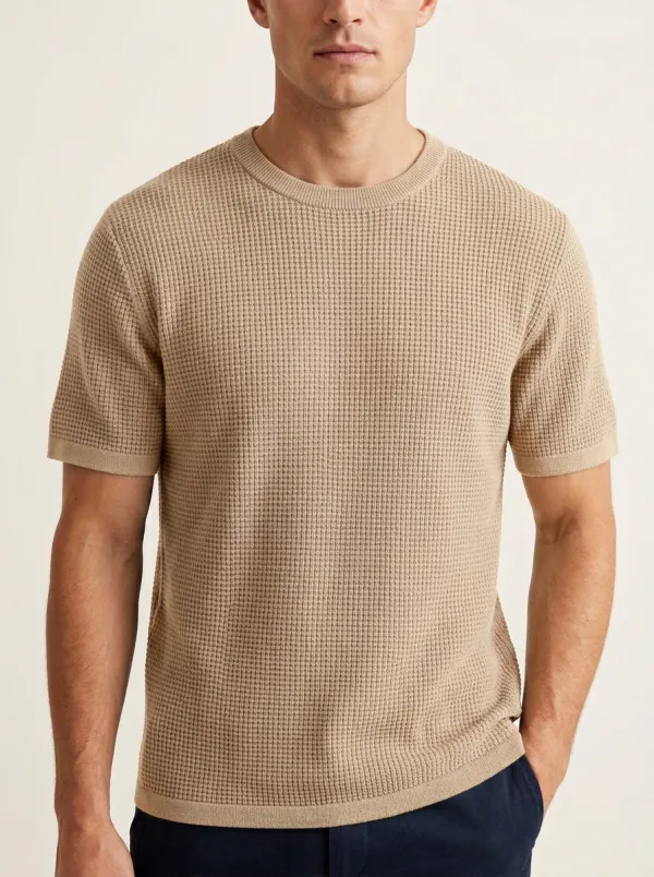 Classic Casual-Look Men's Knit Crew-Neck T-Shirt