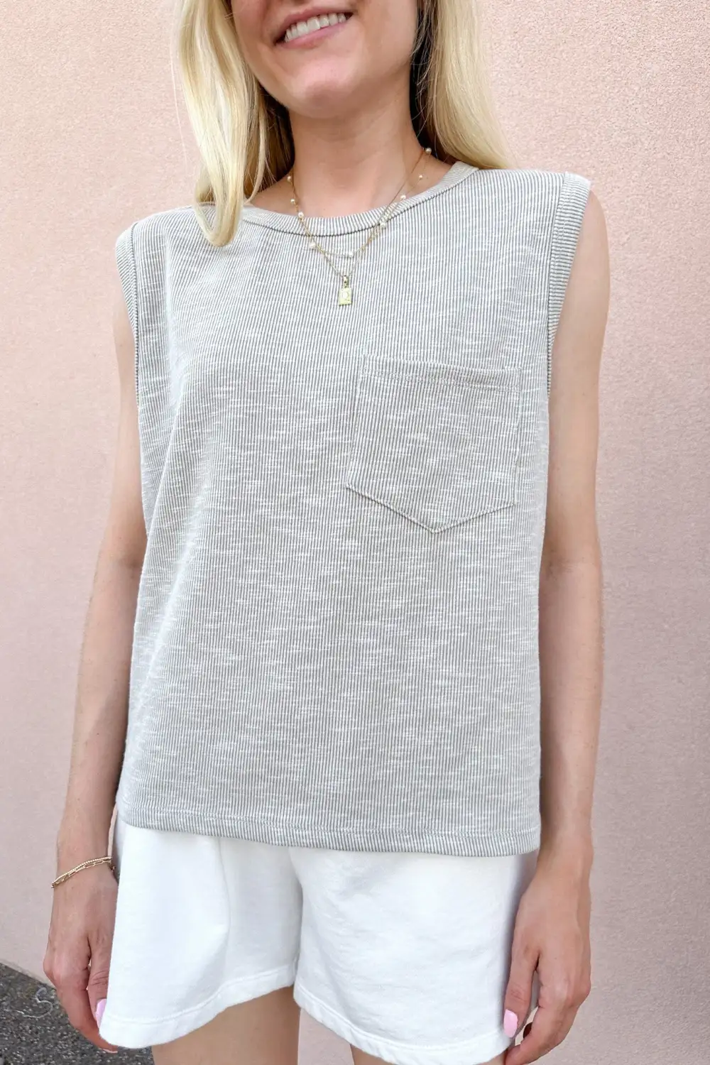 Boxy Fit Ribbed Sleeveless Top