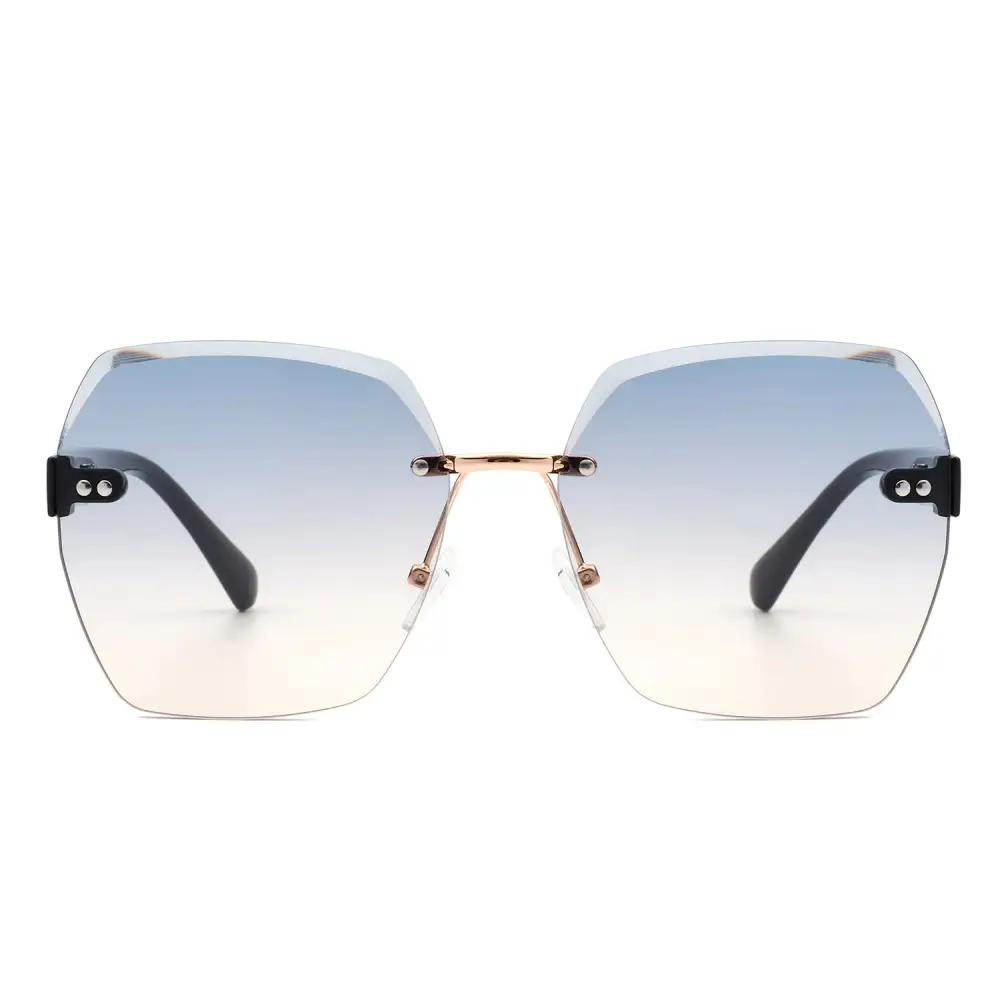 Rhinestone Square Rimless Frame Sunglasses