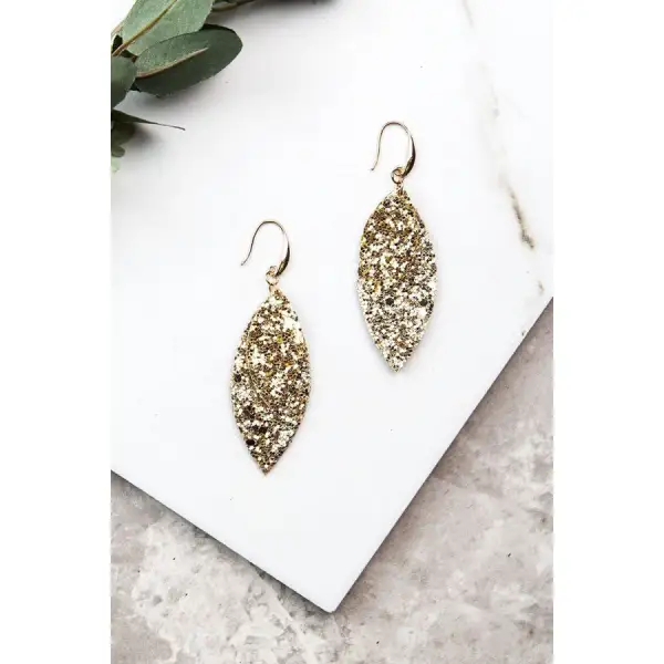 Layered Leaves Glitter Earrings Multiple Colours