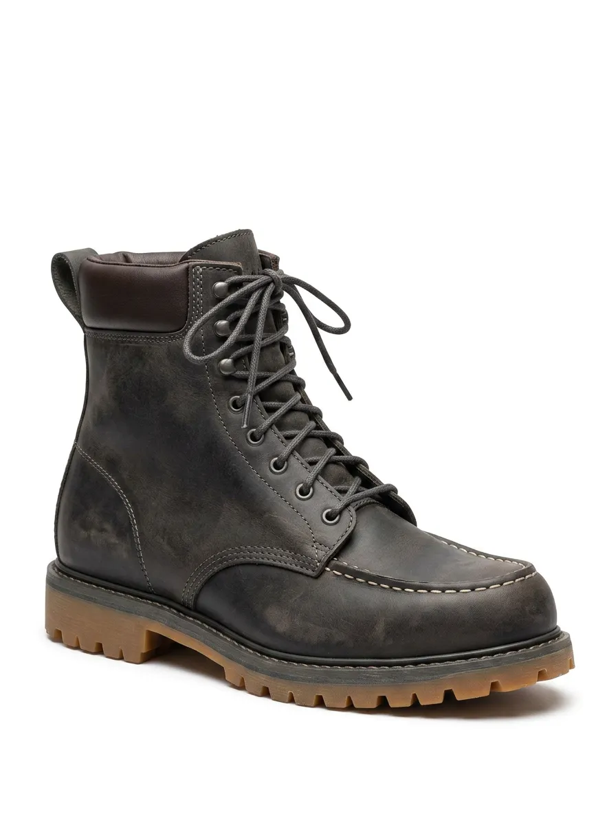 Unisex Lace-Up Distressed Vintage Inspired Work Boots