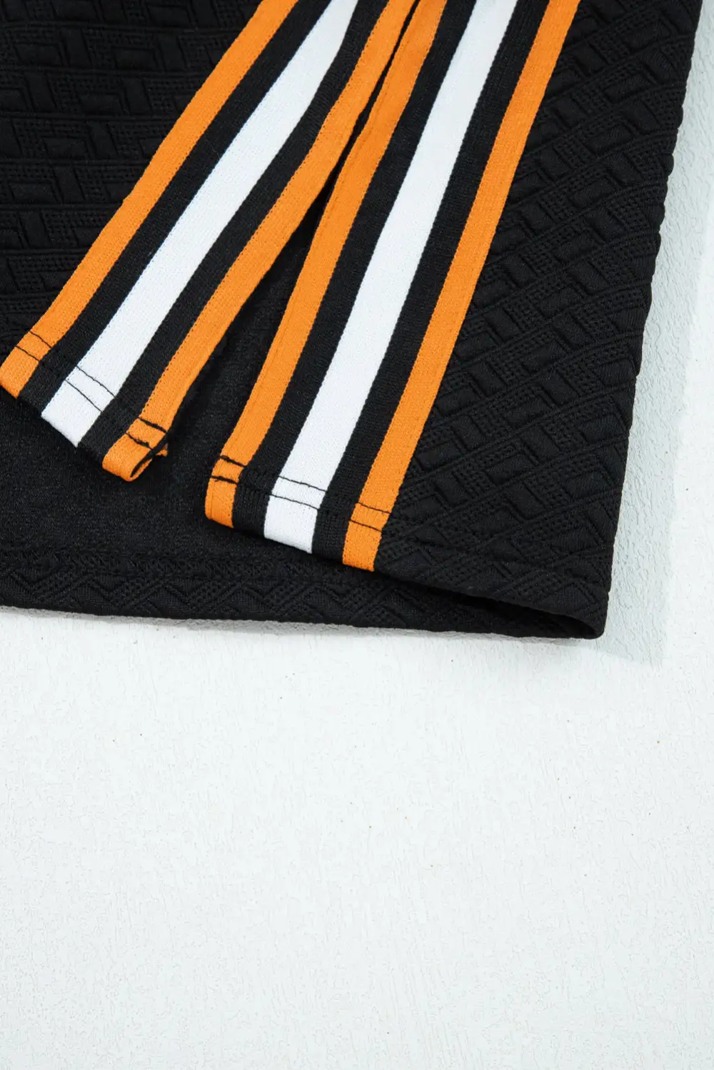 Striped Patchwork Textured Pullover Sweatshirt
