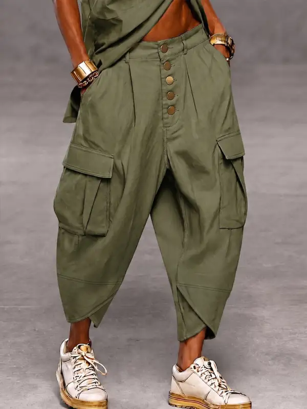 Casual Drop Crotch Cargo Harem Pants