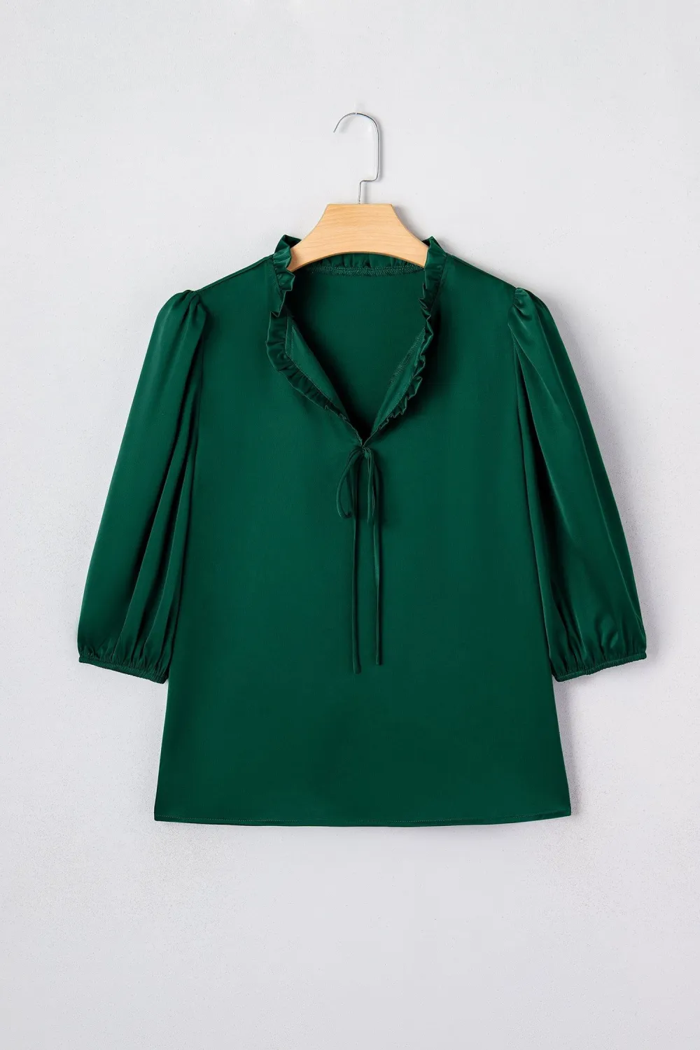 Frilled Bow Detail V-Neck Blouse