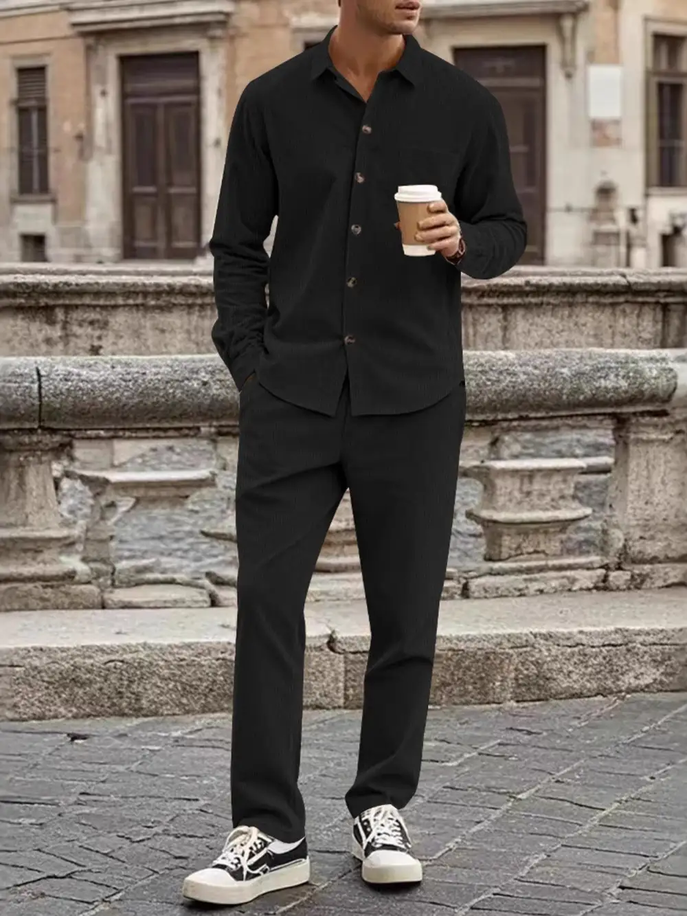 Men's Full Size Button Up Long Sleeve Shirt