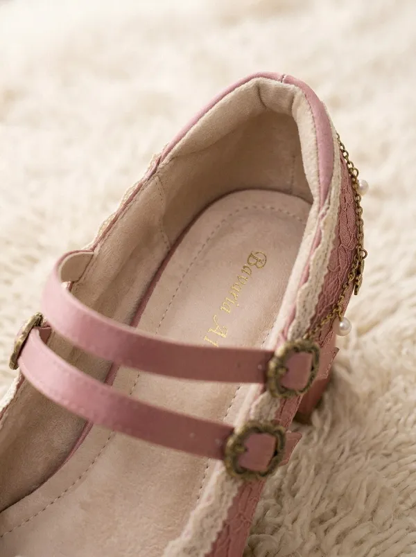 Mary Jane Lace Pearl Bow Women's Bavarian Occasion Heels