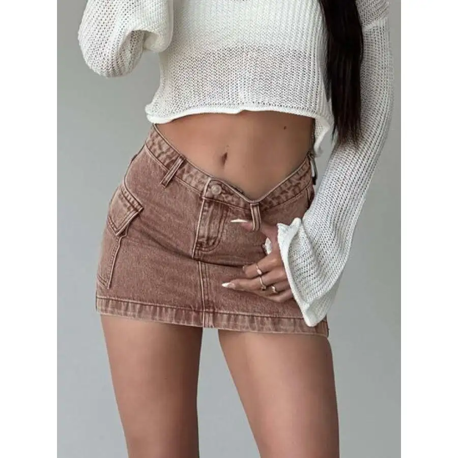 Mini Cargo Denim Skirt with Pockets