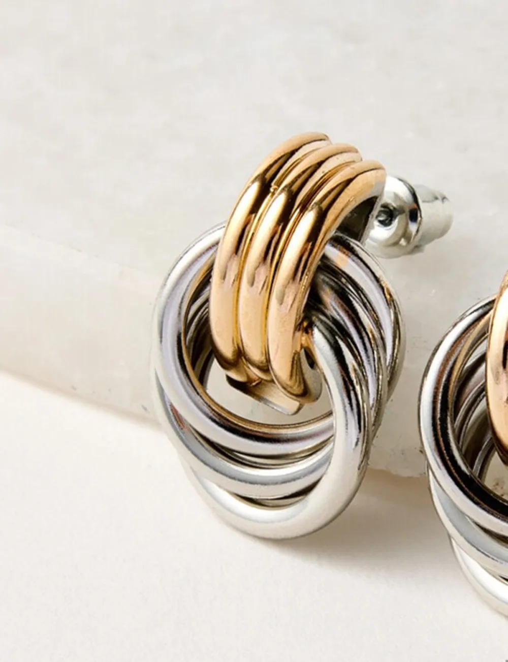 Creative Artistic Geometric Design Gold And Silver Earrings