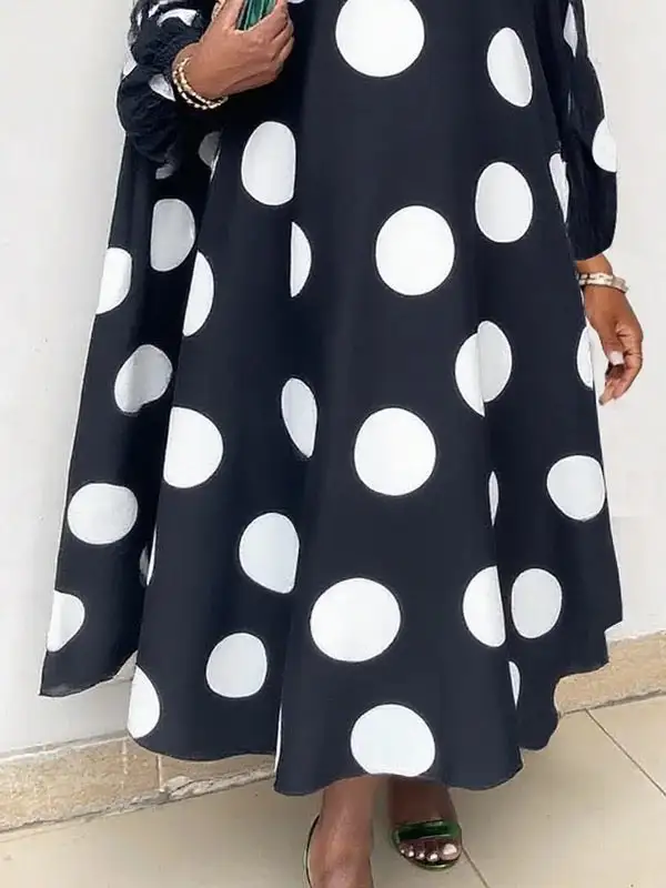 Polka Dot Long Neck Maxi Dress